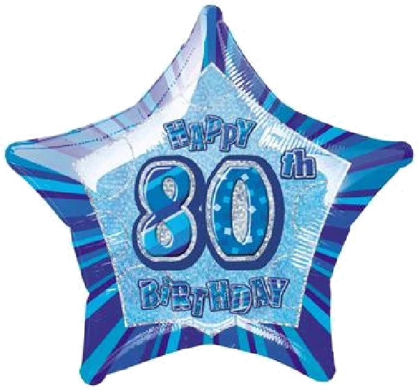 BLUE GLITZ 80TH 20IN FOIL BALLOON