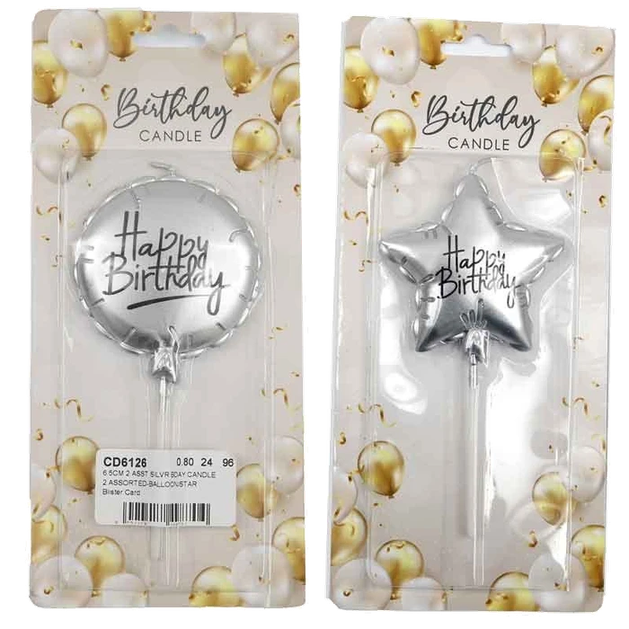 Birthday Candle Silver Star Balloon 6.5Cm