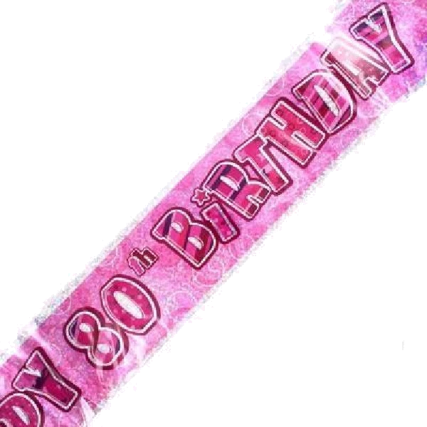 9FT PINK GLITZ 80TH BANNER