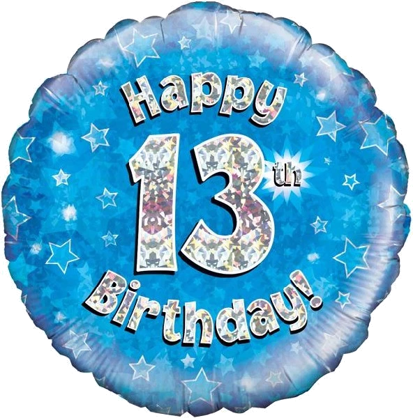 18In Happy 13Th Bday Blue Foil