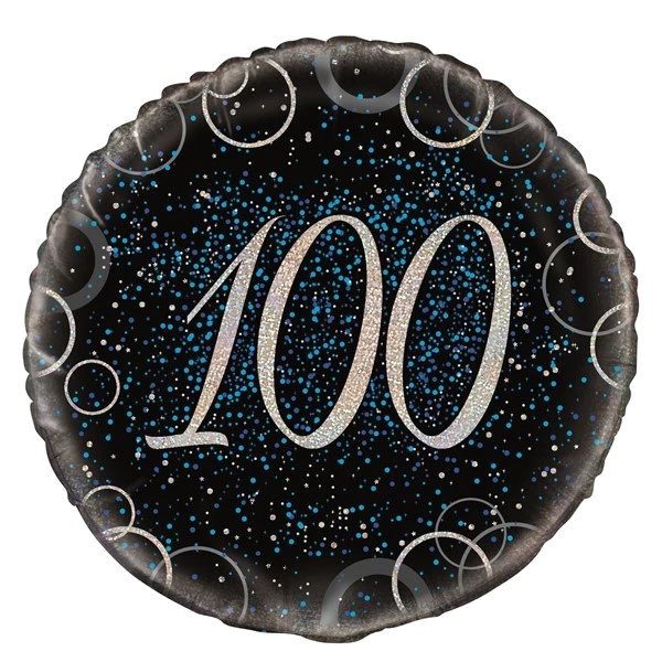 18IN BLUE PRISMATIC 100TH FOIL BALLOON