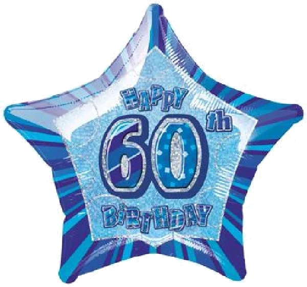 BLUE GLITZ 60TH 20IN FOIL BALLOON