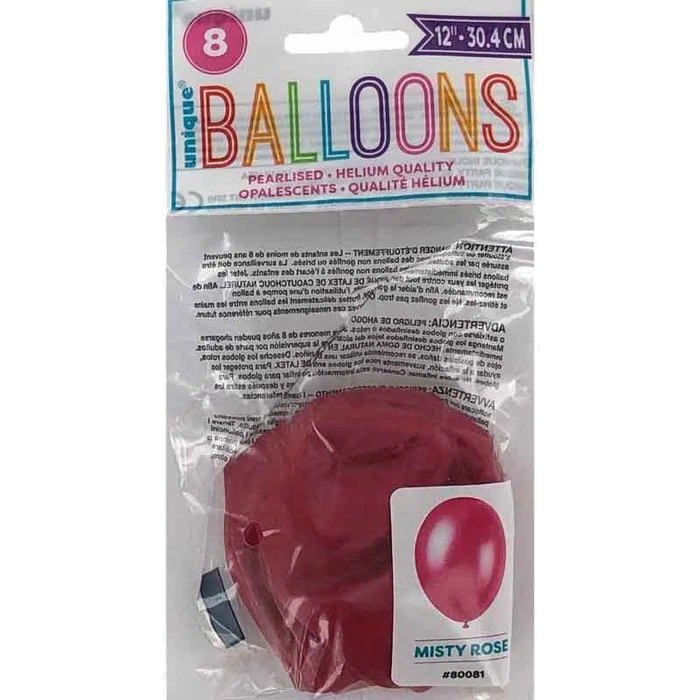 (8) 12In Misty Rose Pearlised Balloons