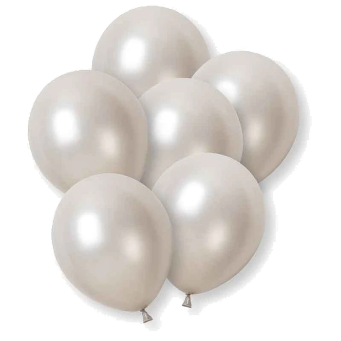 8PK 12in SILVER PEARLISED BAL