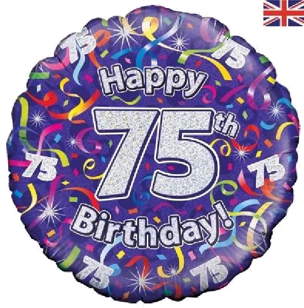 75TH B/DAY STREAMERS HOLO 18IN FOIL