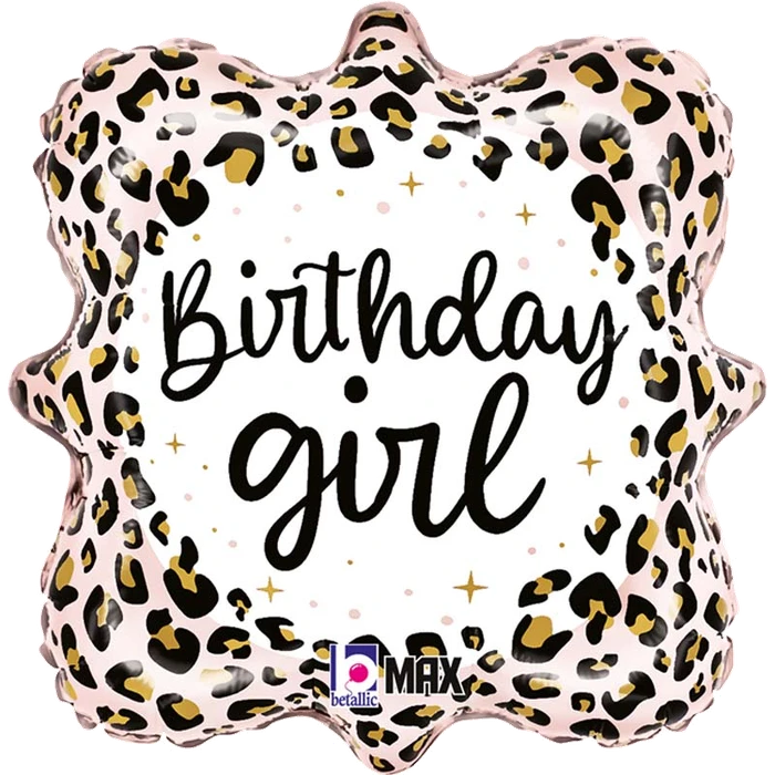 18In Satin Leopard Birthday Girl Foil Balloon