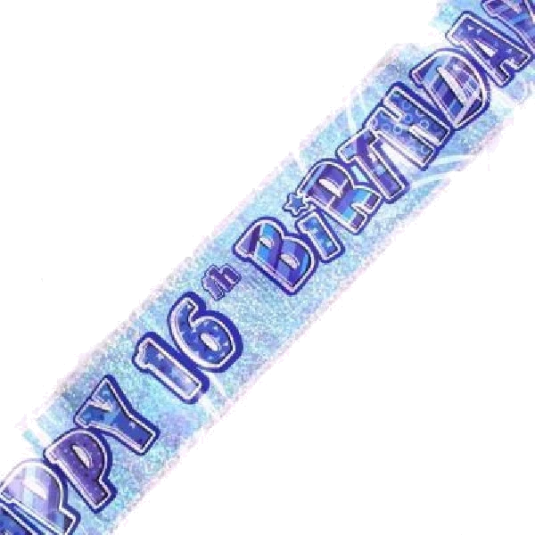 9FT BLUE GLITZ 16TH FOIL BANNER