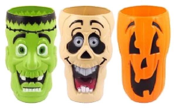 3ASST HALLOWEEN FACE CUPS