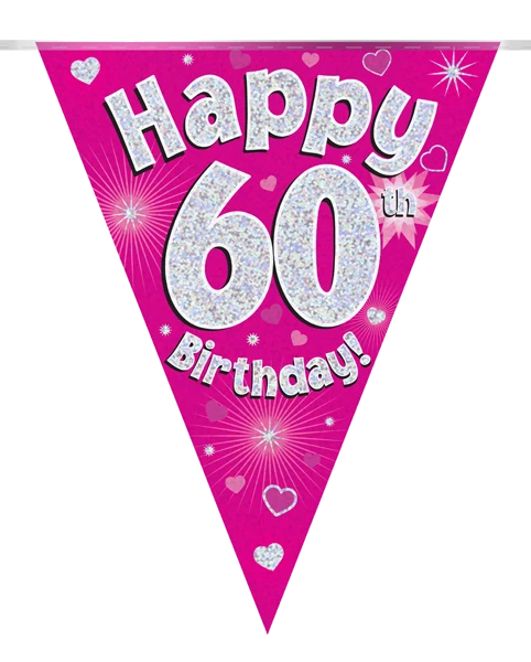 3.9M 60Th Birthday Pink Bunting