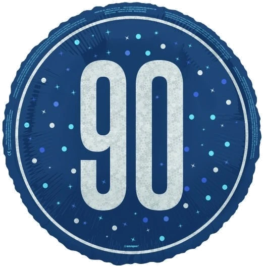 18In Glitz Blue 90Th Birthday Foil Balloon