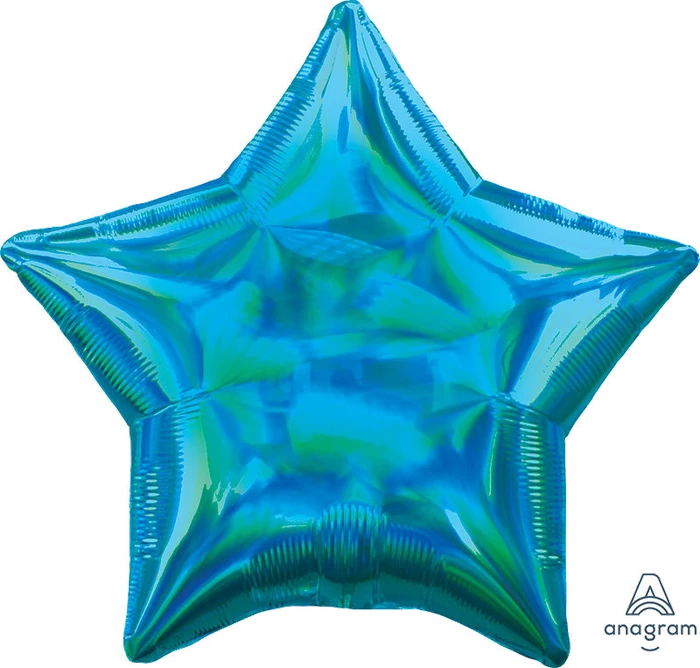 19In Iridescent Cyan Star Foil