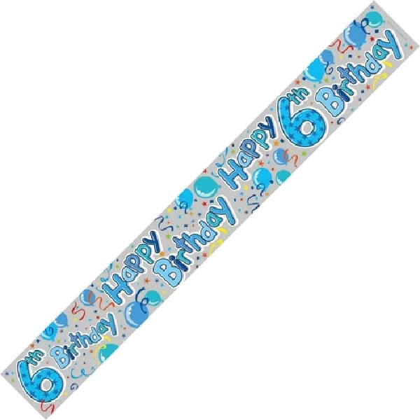 6TH BIRTHDAY BOY HOLO 9FT BANNER