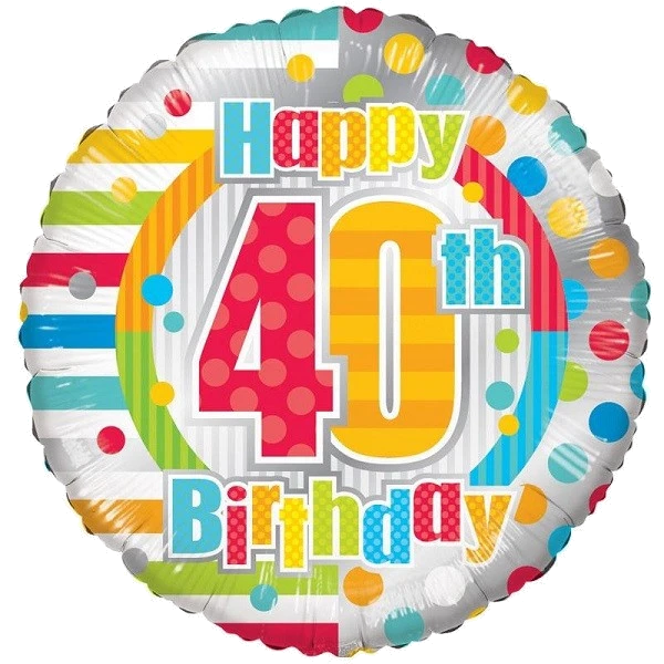 18IN UNISEX HAPPY 40TH BIRTHDAY FOIL