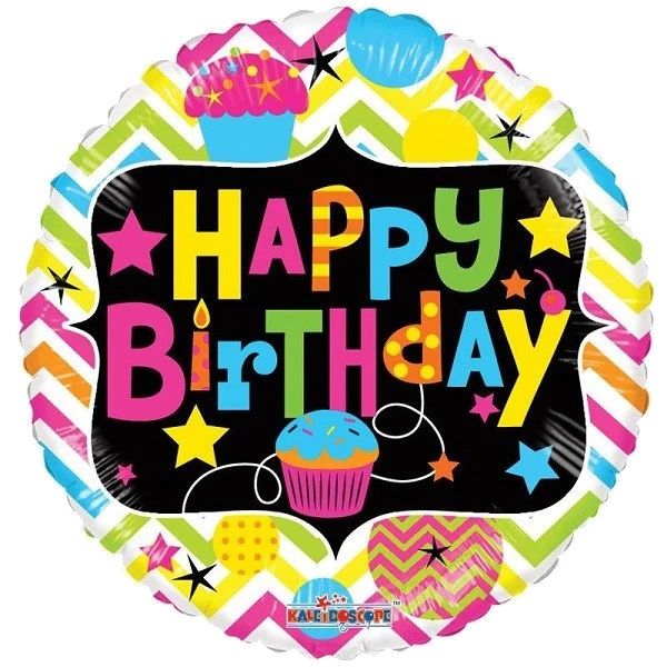 18IN BIRTHDAY WITH CUPCAKE NEON FOIL