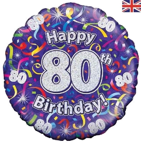 80TH B/DAY STREAMERS HOLO 18IN FOIL