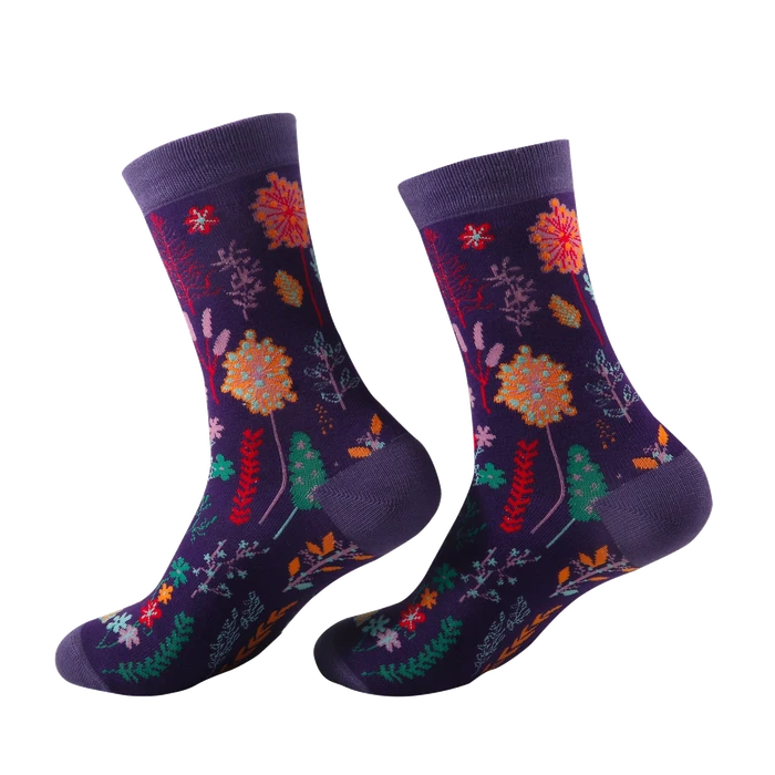 Eco Chic Floral Purple Bamboo Socks