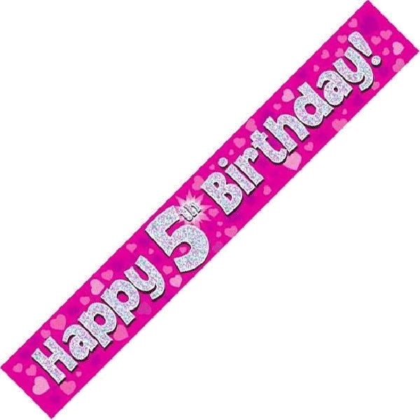 9FT PINK HOLO. 5TH B/DAY BANNER
