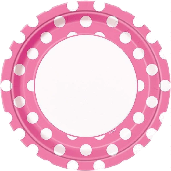 8PK 9IN HOT PINK DOTS PLATES