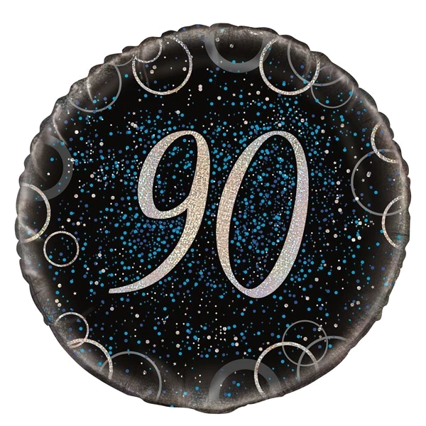18IN BLUE PRISMATIC 90TH FOIL BALLOON