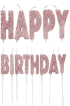 Rose Gold Glitter Happy Birthday Pick Candles