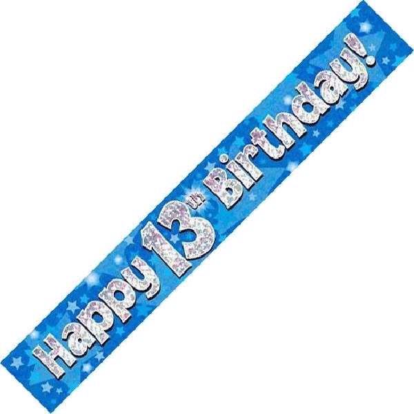 9FT BLUE HOLO. 13TH B/DAY BANNER