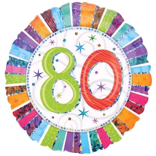 18IN RADIANT 80TH B/DAY FOIL BALLOON