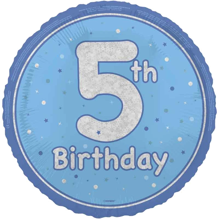 18In Glitz Blue 5Th Birthday Foil Balloon