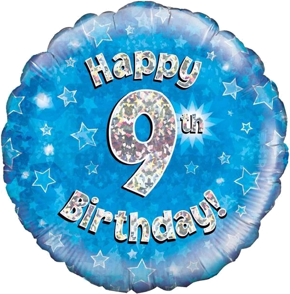 18In Happy 9Th Bday Blue Foil