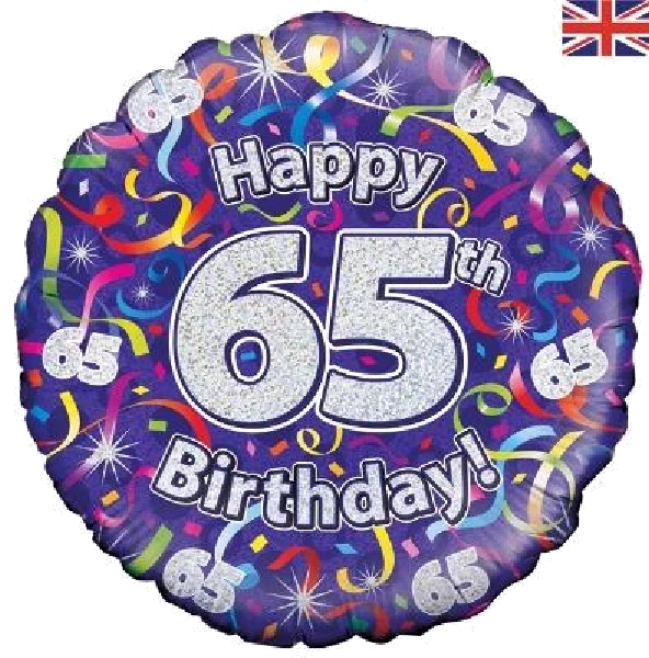 65TH B/DAY STREAMERS HOLO 18IN FOIL