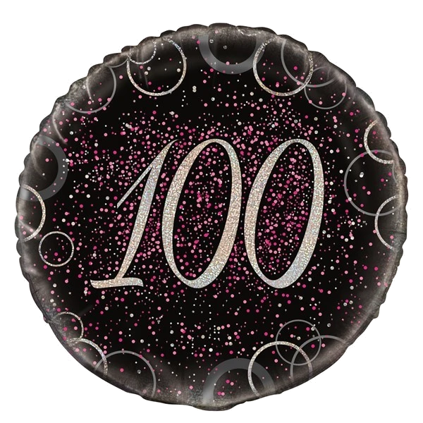 18IN PINK PRISMATIC 100TH FOIL BALLOON