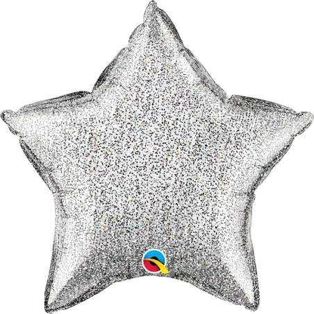 20In Glittergraphic Silver Star Foil Balloon