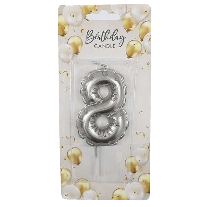 6Cm Silver Balloon Shaped Numeral 8