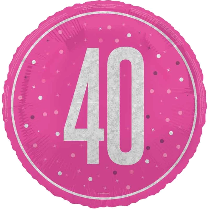 18In Glitz Pink 40Th Birthday Foil Balloon