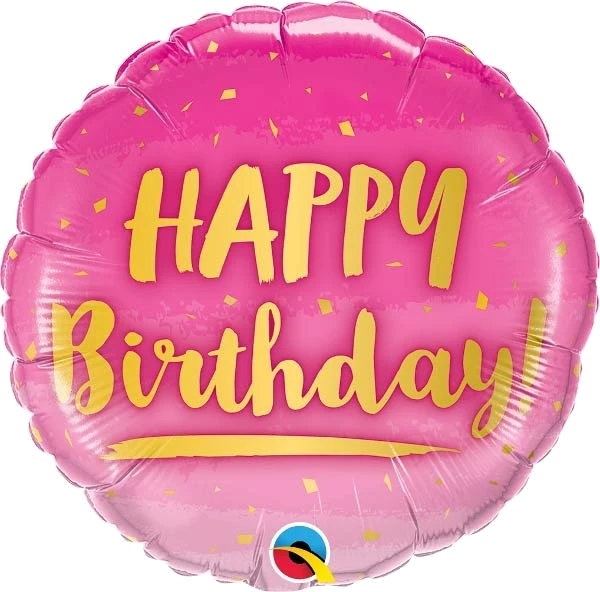 18IN B/DAY GOLD & PINK FOIL BALLOON