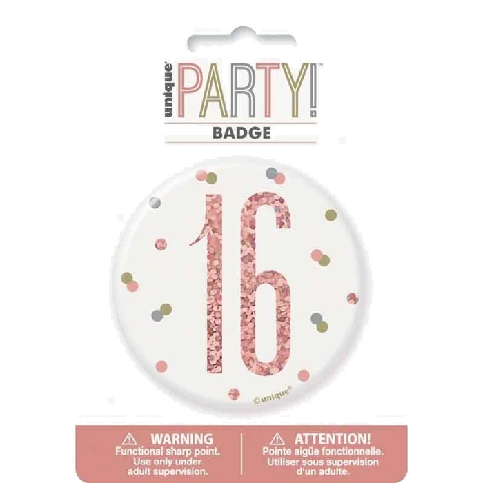 3In Glitz Rose Gold 16 Badge