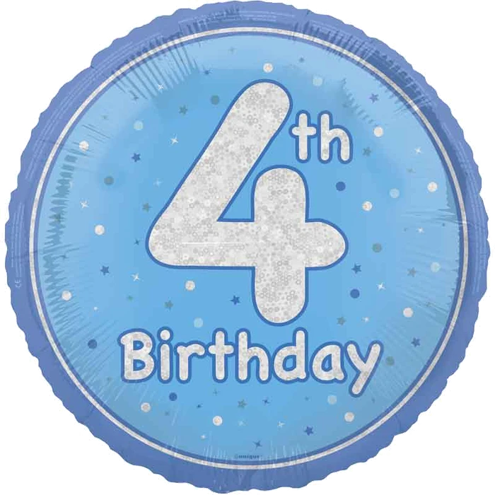 18In Glitz Blue 4Th Birthday Foil Balloon