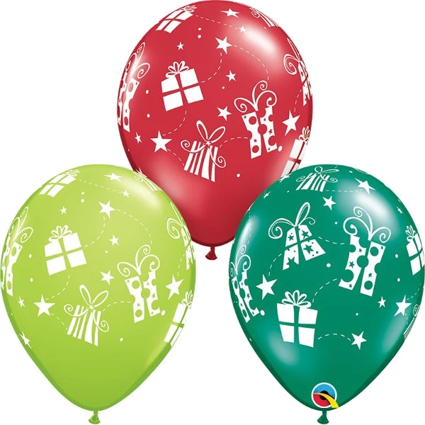 25PK 11IN PRESENTS & STARS QUALATEX