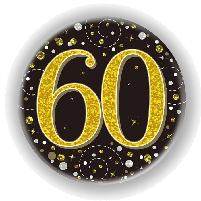 3In 60Th Birthday Black & Gold Badge