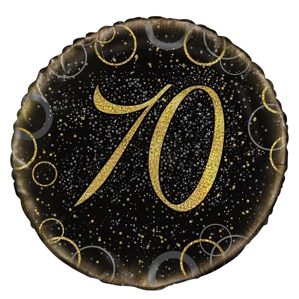 18IN GOLD PRISMATIC 70TH FOIL BALLOON