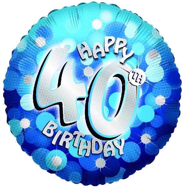 SPARKLE BLUE 40TH 18IN FOIL BALLOON
