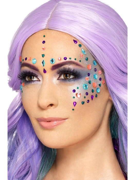 Smiffys Make-Up Fx Pastel Jewel Face Gems Purple