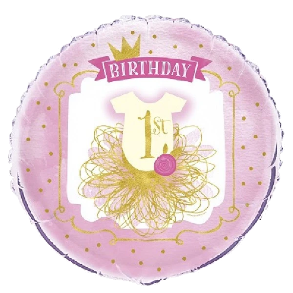 18IN PINK/GOLD 1ST B/DAY D FOIL BALLOON
