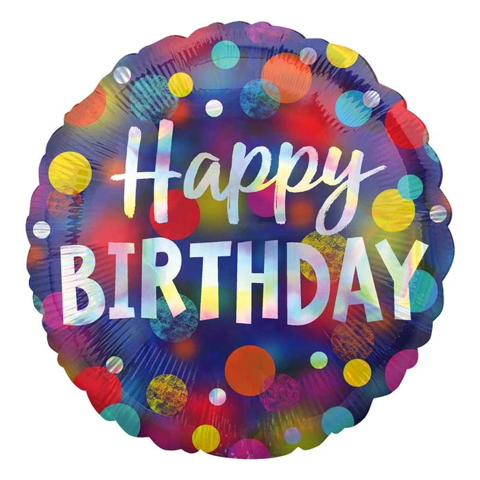 18In Iridescent Party Dots Foil Balloon