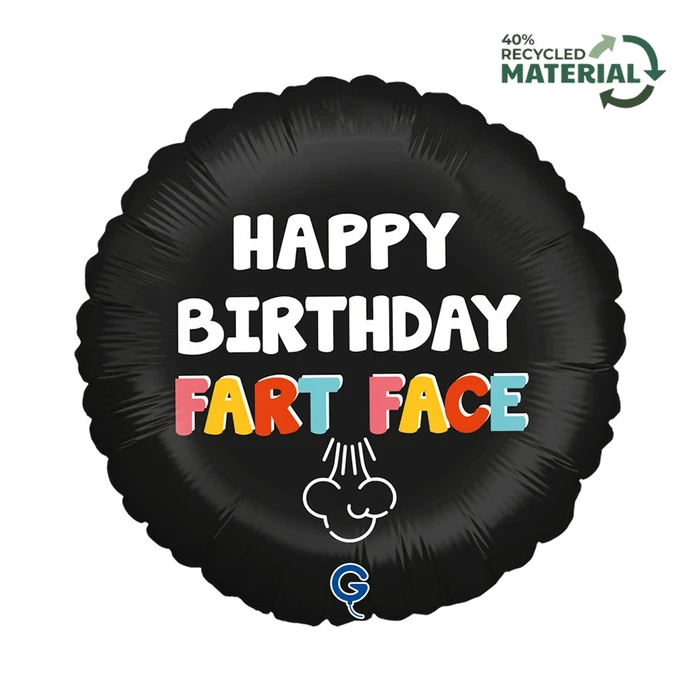 18In Happy Birhtday Fart Face Foil Balloon