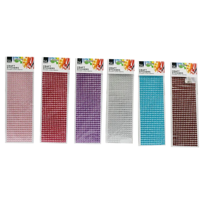 SIL CRAFT GEM STICKERS 6 ASSORTED