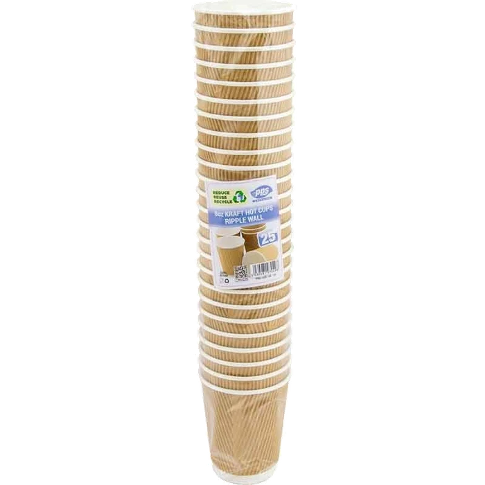 Pps Drink Cups Ripple 8Oz 25 Pieces