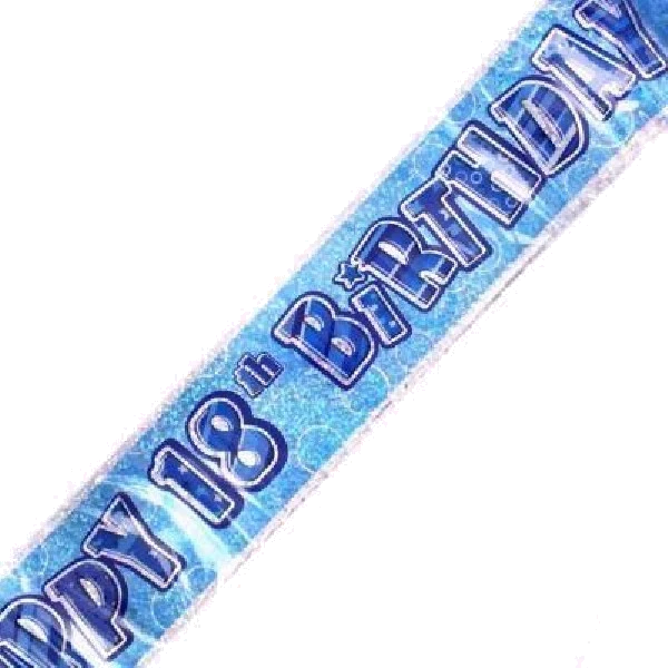 9FT BLUE GLITZ 18TH FOIL BANNER
