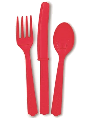 (18) Asst Ruby Red Cutlery