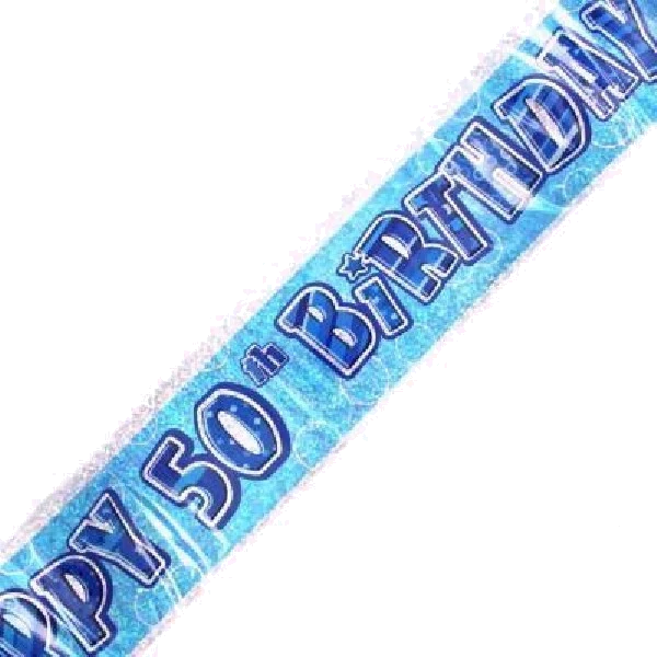 9FT BLUE GLITZ 50TH FOIL BANNER