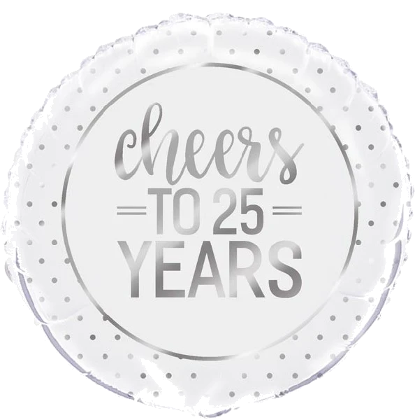 18IN CHEERS TO 25 YEARS FOIL BALLOON